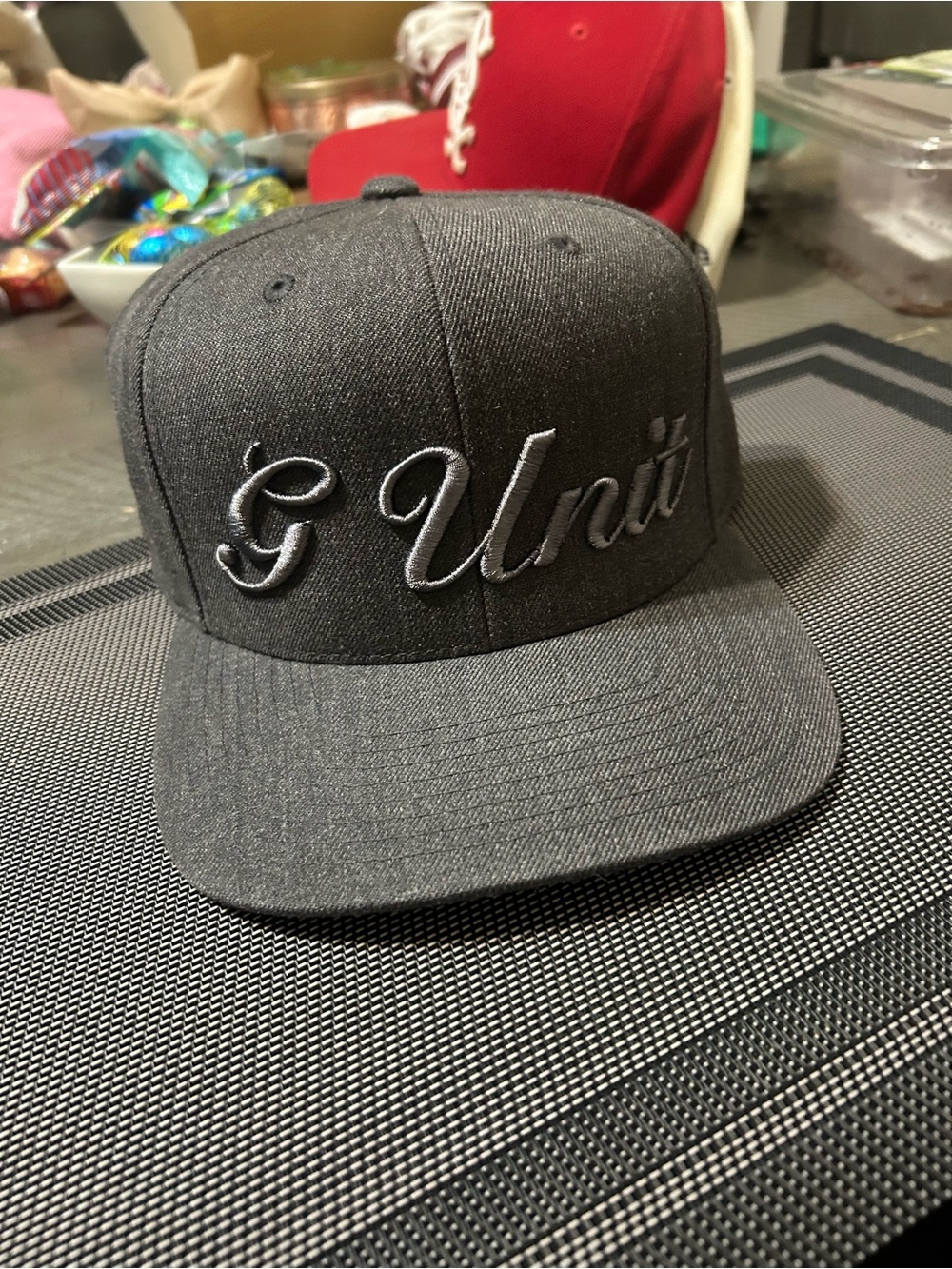 G-Unit Embroidered Snapback Hat in Charcoal Gray